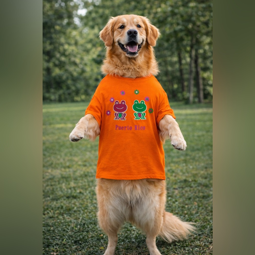 Orange Kids T-Shirt with Frog Print